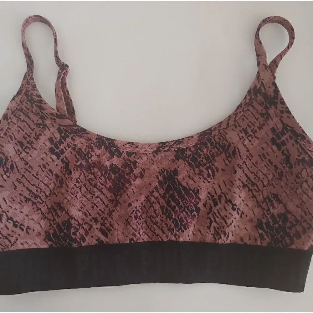 PINK by Victoria's Secret Sports Bra Size Small Snakeskin Print Pink Purple